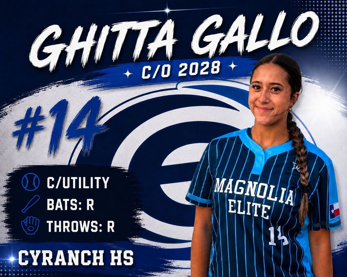 MagnoliaElite18's tweet photo. 🔦 PLAYER SPOTLIGHT | Ghitta Gallo

🥎 Class of 2028
📚 3.50 GPA
🎓 Biology
⭐ Fun Fact: Ghitta has competed in softball, basketball, volleyball, and soccer

She's looking for a competitive program with supportive coaches and a family culture

#MagnoliaElite #PlayerSpotlight https://t.co/Cue3aMdD1X
