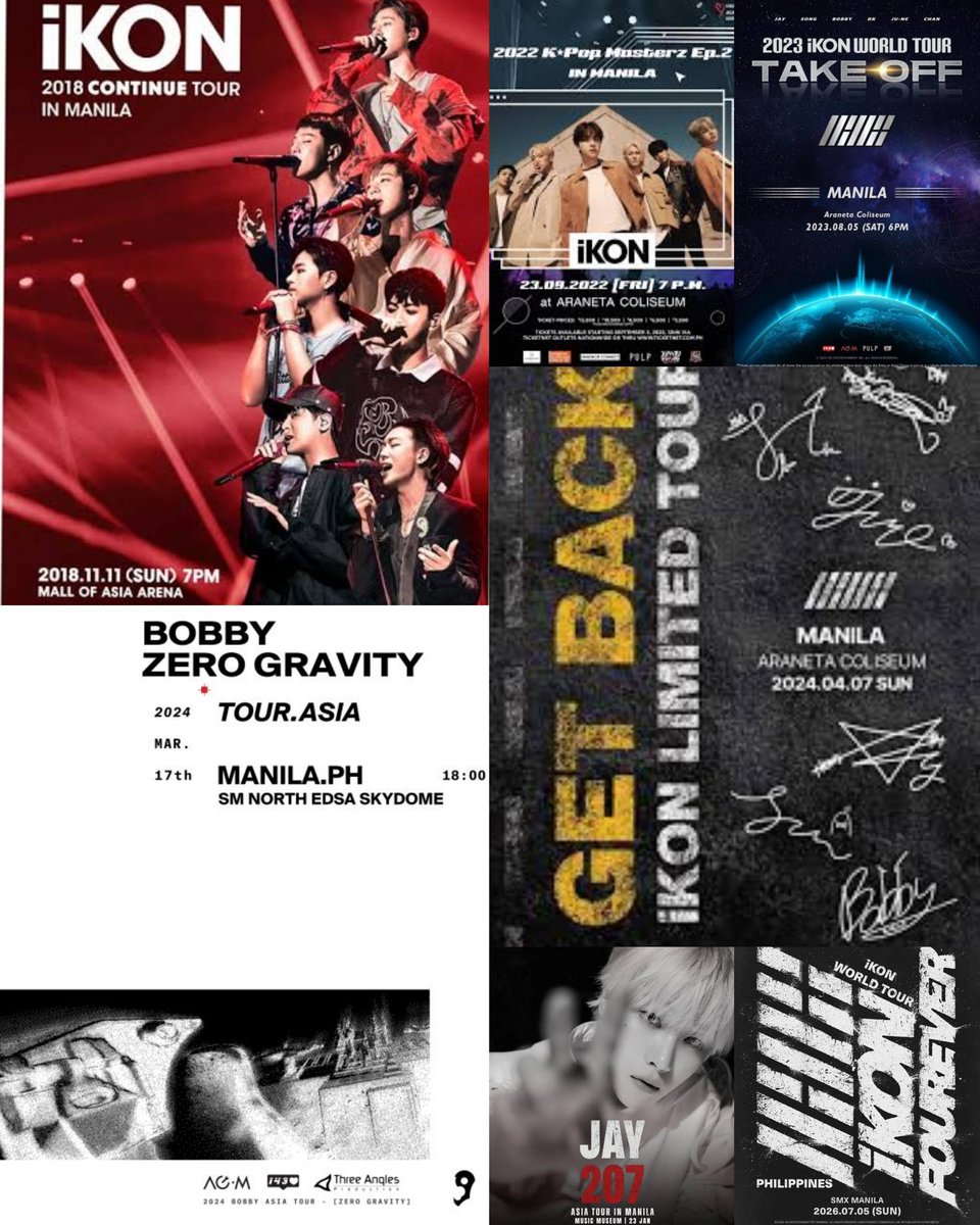 mielovesiKON's tweet photo. #iKON in MANILA:
2018- Continue Tour (PULP)
2022- KPop Masterz 2 (PULP)
2023- Take Off (PULP)
2024- Bobby's Zero Gravity (Three Angles Pro)
2024- Get Back Limited Tour (CDM Entertainment)
2026- JAY 207 (Banyak Bagus Entertainment)
2026- FOUREVER World Tour (Banyak Bagus Entertainment)

Hoping that in 2027, iKON's Manila stop will be handled by a promoter who delivers a fair, well-organized experience that truly reflects the love of FILO iKONICS- where every peso spent feels worthwhile and every fan feels valued.

#iKON ❤️ #iKONICS deserves better!!