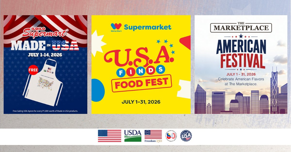 USEmbassyPH's tweet photo. Visit Iloilo Supermart, WalterMart Supermarket, and The Marketplace to find the best of American food and beverage products. These retailers are supporting American farmers and businesses, while bringing a taste of the 🇺🇸 closer to 🇵🇭 consumers. #PartnersInProsperity #GalingUSA https://t.co/4juvyLJei3