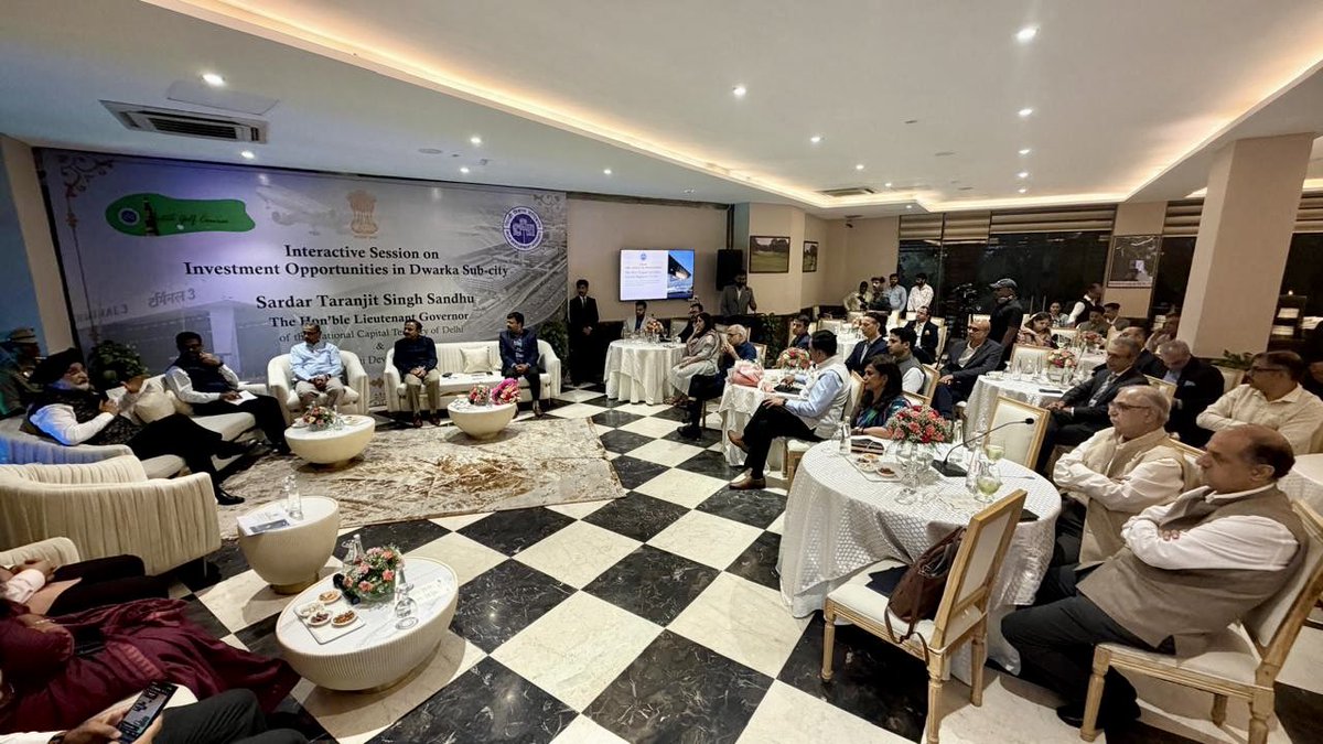 LtGovDelhi's tweet photo. Participated in an interactive session on investment opportunities in Dwarka Sub-city at DDA’s Qutab Golf Course, organised by @official_dda, with members of the Confederation of Indian Industry (CII).

As one of Asia’s largest planned sub-cities, Dwarka is uniquely positioned to emerge as a premier destination for investment, with its proximity to the international airport, integrated transport network, and growing urban ecosystem creating opportunities across commerce, hospitality, healthcare, education, technology and high-quality urban infrastructure.

Engaged in a constructive dialogue with industry leaders on unlocking Dwarka’s full potential through collaborative partnerships and future-ready planning. Reaffirmed our commitment to advancing Hon’ble Prime Minister Shri @narendramodi Ji’s vision of Ease of Doing Business by fostering a transparent, efficient and investor-friendly ecosystem that drives sustainable growth, creates employment, and strengthens Delhi’s march towards #ViksitDilli and #ViksitBharat2047.