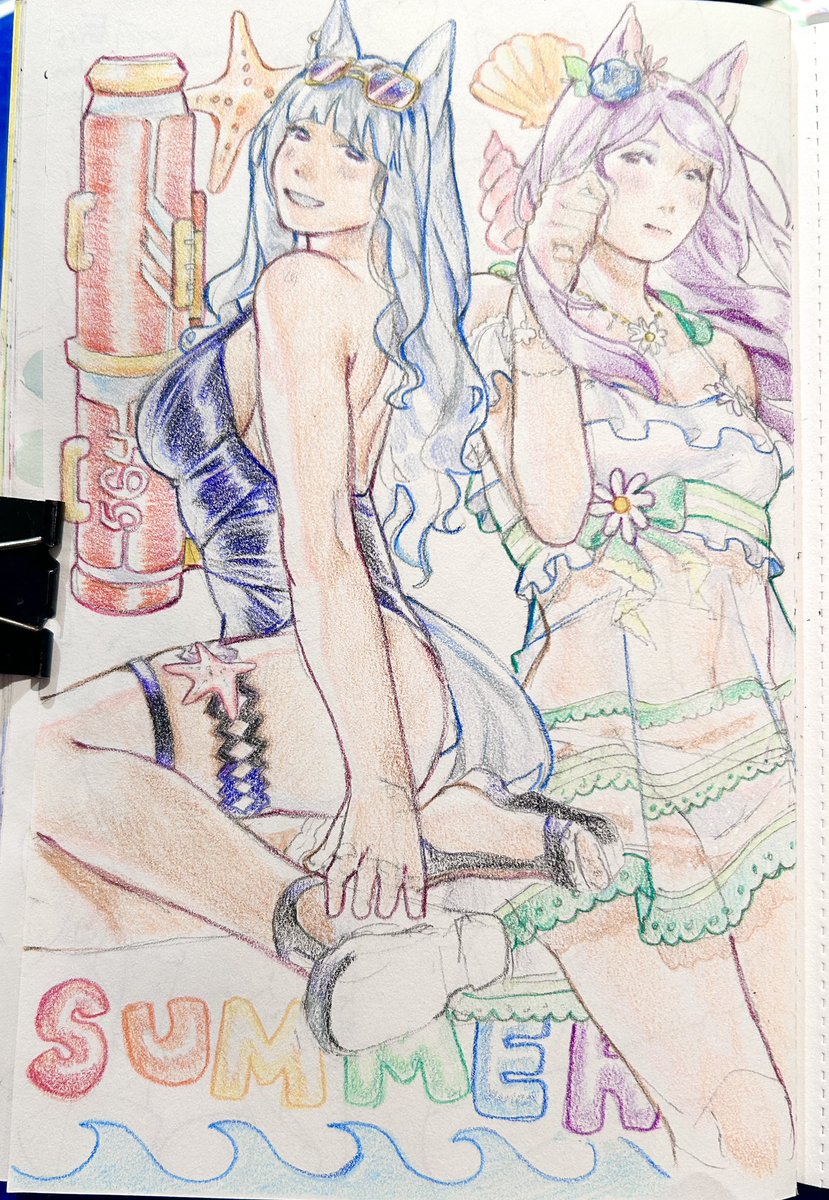 fukukitarus's tweet photo. finished colouring in the summer umas!! https://t.co/uz1oHs1jCu