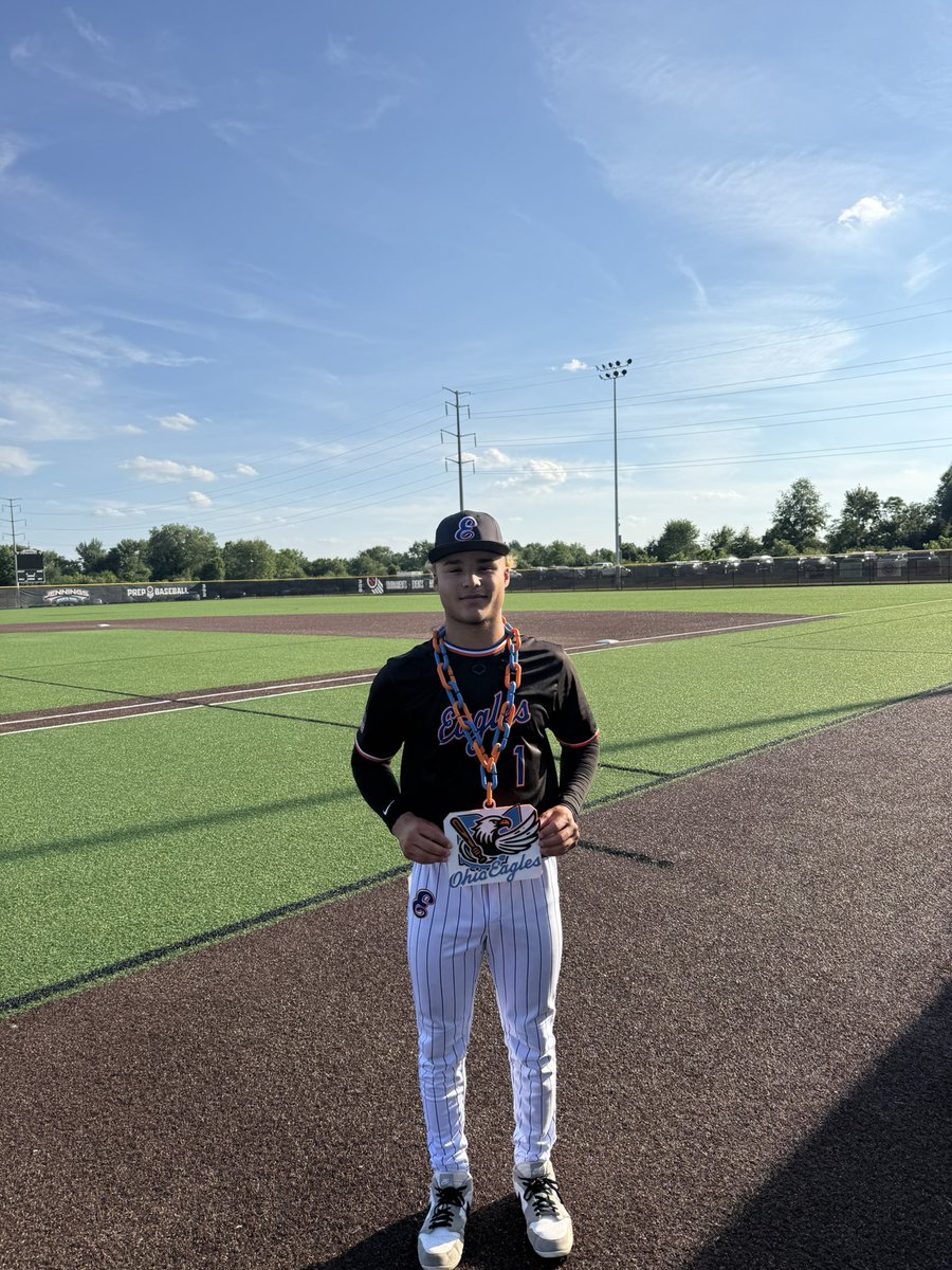 OhioEaglesball's tweet photo. Fantastic all around Game 1 today for the Eagles but one really stood out! @Alaunted1 gets the game chain going 3/4 2B 2R 2SB helping propel his team to victory!
#drivethebus https://t.co/rEsSFTnj1y