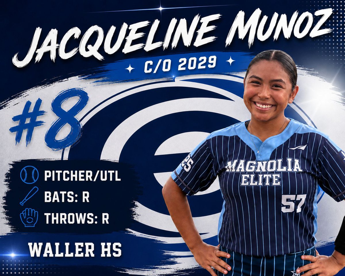 MagnoliaElite18's tweet photo. 🔦 PLAYER SPOTLIGHT | Jacqueline Munoz

🥎 Class of 2029
📚 3.60 GPA
🎓 Business
⭐ Fun Fact: Jacqueline always has a smile on her face! 😊

She's excited to find the college program that's the right fit for her both academically and athletically

#MagnoliaElite #PlayerSpotlight https://t.co/MdqVQ6weR4