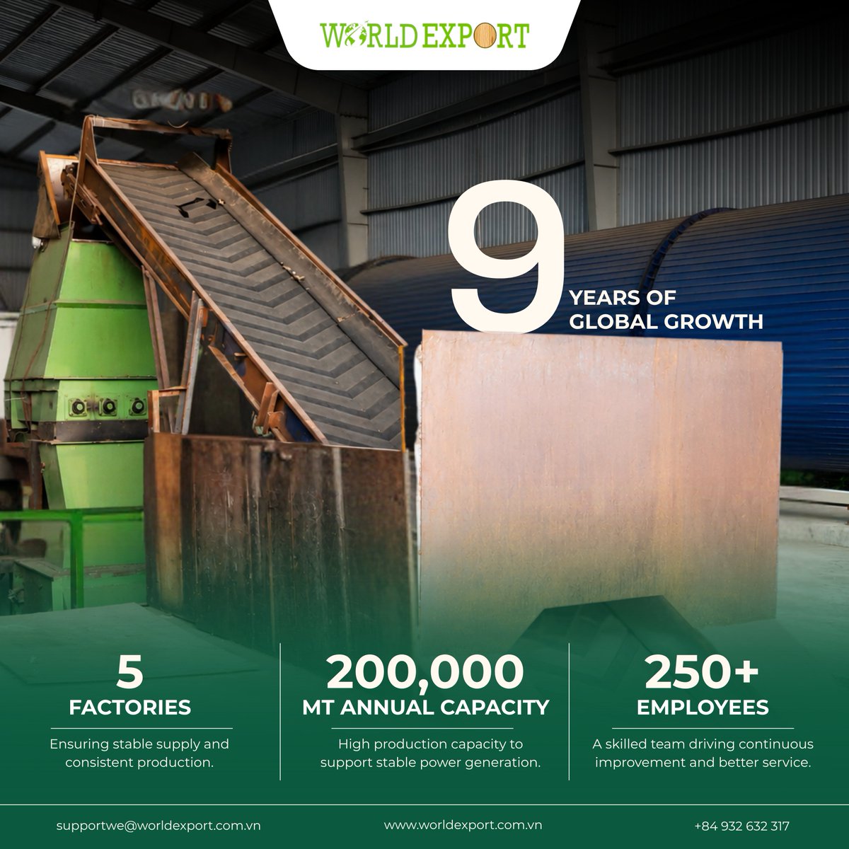 WorldExport_VN's tweet photo. Stable supply > Low price.  Reliable wood pellet supply means fewer delays, lower risk, and smoother operations.  
🌐 https://t.co/B5bCPjkpyW #WoodPellet #Biomass #WorldExport https://t.co/jlD2w96HBO