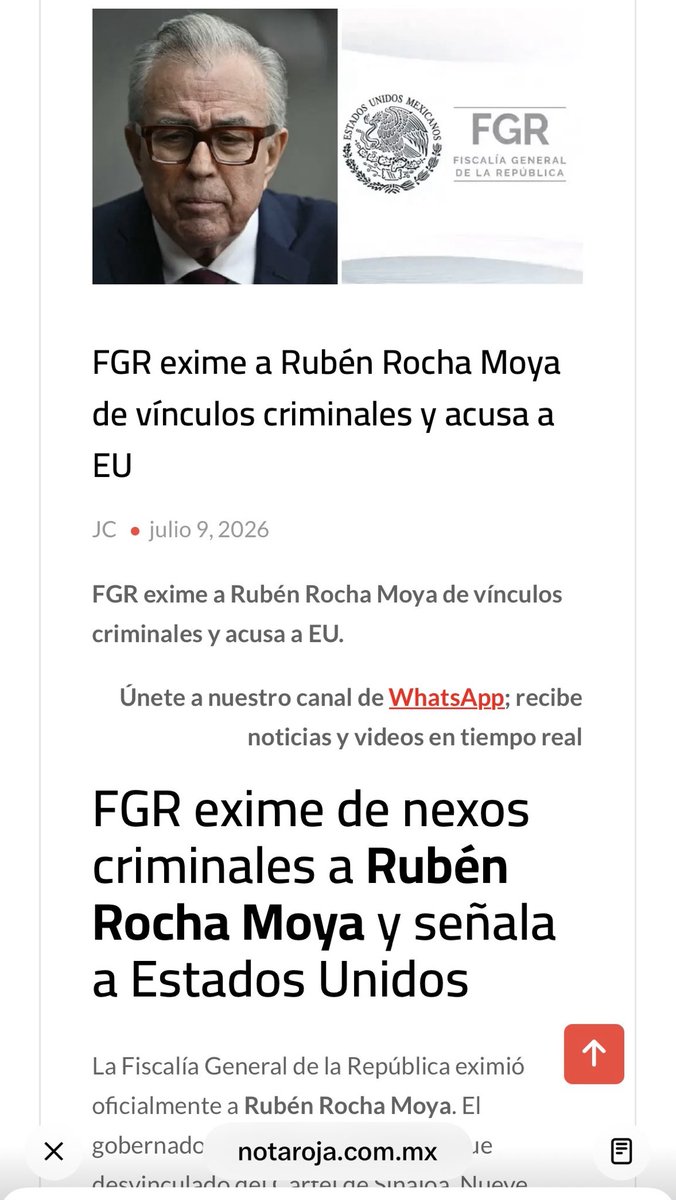mario_dico50's tweet photo. 🔴 ULTIMA HORA : Por órdenes de Palenque ; Sheinbaum y Morena van a proponer que Ruben Rocha Moya , salga de su licencia y retome su cargo como gobernador de Sinaloa . https://t.co/Szwh2R8Z8h