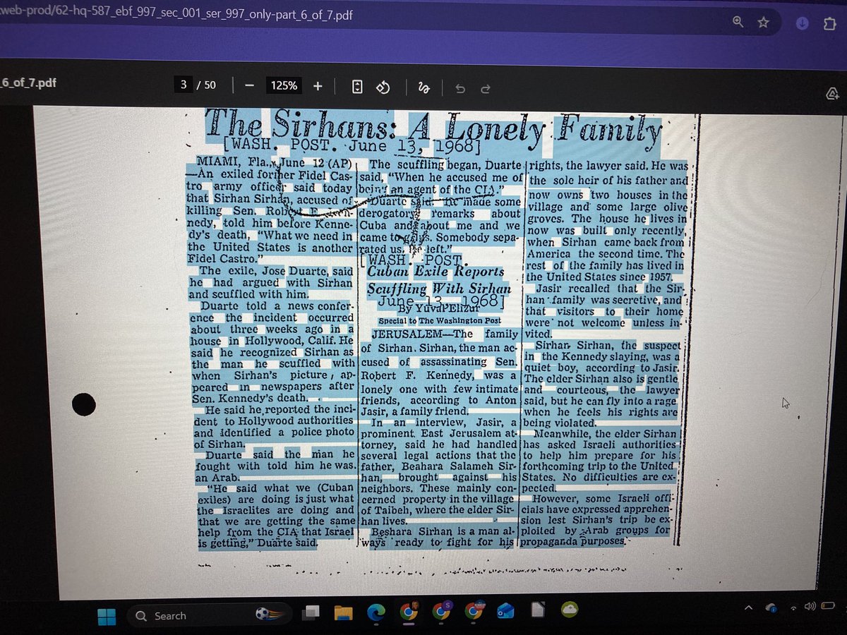 RealLoriSpencer's tweet photo. More from the new #RFKFiles (CIA boxes) š¦
Interesting press clippings kept by CIA about Sirhanās reported scuffle with a Cuban exile before the RFK assassination, and another dispatch exploring the Sirhan familyās background in Jerusalem. https://t.co/NJKTZwKPo2