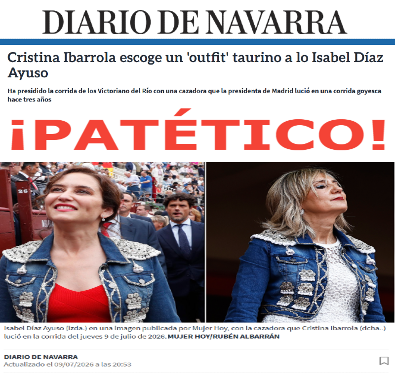 DiabloNavarra's tweet photo. Si ya es penoso que UPN sea la fotocopia naBURRA del PP, clonarle el outfit a Ayuso es de no tener neuronas ni personalidad. Pero encajarte una cazadora vaquera en Iruñea a 40 grados ya es puro masoquismo. Ibarrola, que el postureo taurino no te tape el termómetro. ¡RIDÍCULA!🥵🔥 https://t.co/FUgBf0Ppg6