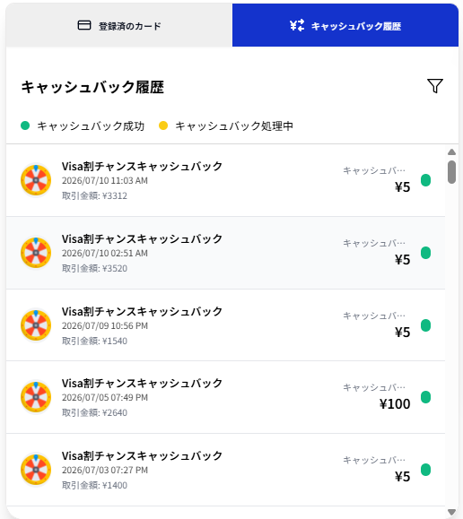 TomohiMaru's tweet photo. 今回のタッチでvisa割の直近10回の結果。
俺の引き弱なの？？？
前々回の時も5円率高かったけど5回に1回は500円出てたんだけど今回は今のところ13回やって100円が1回、あとは5円…
#visa割
#クレカ https://t.co/WPn0PFzJhC
