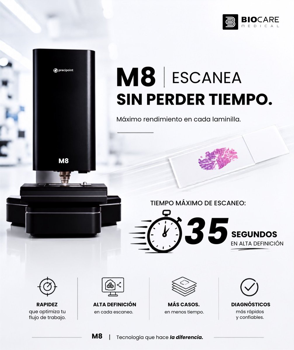 BioCare_MX's tweet photo. ⚫ Eso es todo lo que necesita el M8 de Precipoint 🔝 para transformar una laminilla en una imagen de alta definición lista para el diagnóstico.
⚡🔬
#M8 #Precipoint #PatologíaDigital #DigitalPathology #Innovación #Laboratorio #Diagnóstico #Pathology https://t.co/AAamPgNGeF