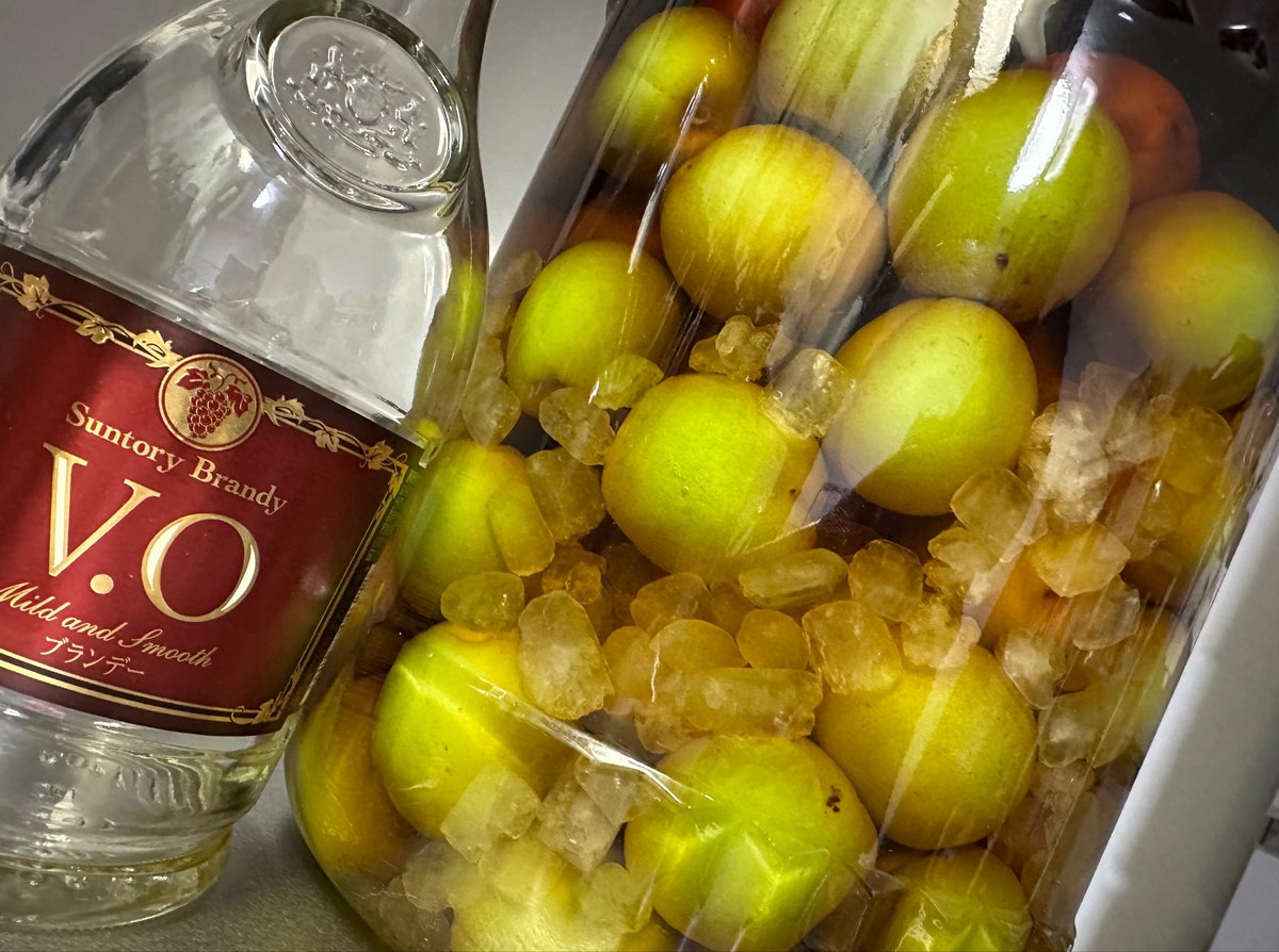 T_Mary_T's tweet photo. ちょっと遅めの梅仕事
一年後のことは分かんないけど最近自宅で飲む機会も量も減ったので一本だけ！ https://t.co/V1yFYMZdiX