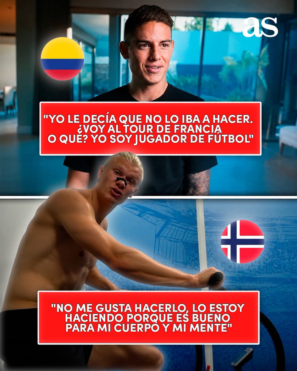 ElGolGarracol's tweet photo. 🚴‍♂️🤯 LA MENTALIDAD TAMBIÉN JUEGA

Mientras James Rodríguez se burlaba de hacer 30 minutos de bicicleta en el Bayern Múnich con un ”¿Voy al Tour de Francia o qué? Yo soy jugador de fútbol”, futbolistas como Erling Haaland convierten ese tipo de trabajos en parte de su rutina para seguir llevando su físico al límite.