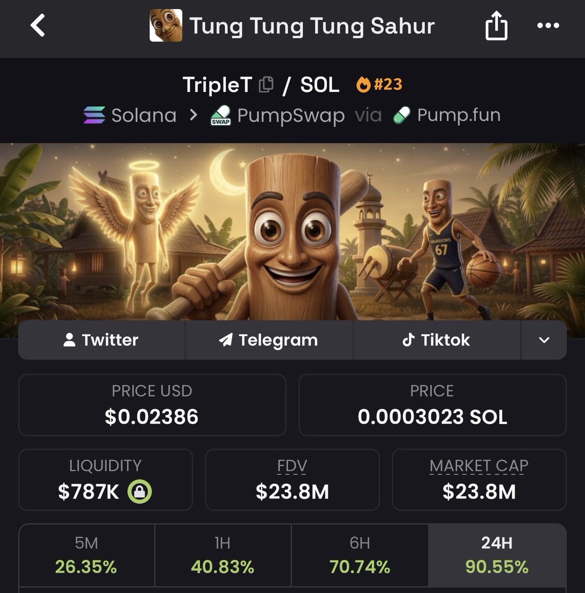 cryptocrypti1's tweet photo. tung tung tung sahur $TripleT 💹 https://t.co/xBevMRY6We