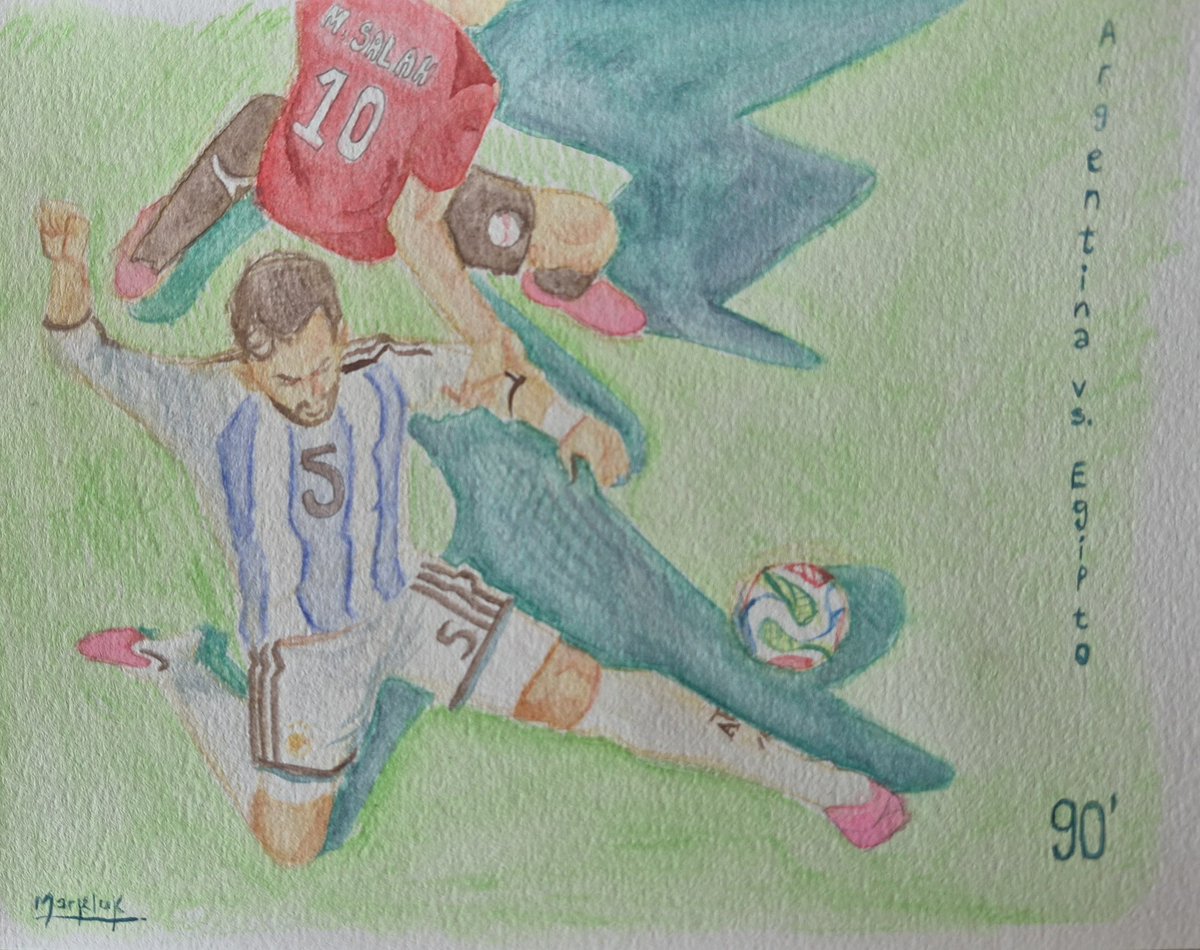 mareenaym's tweet photo. Argentina vs Egipto 2026, minuto 90.
Acuarela sobre papel, 14.8 x 21cm. #worldcup2026
#mundialdefutbol2026 https://t.co/OOJQuk1eqm