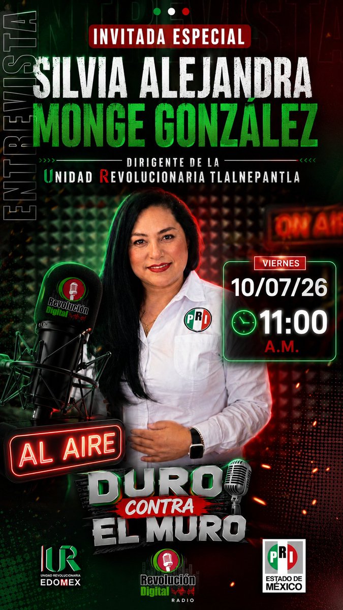 revoluciondig's tweet photo. Este viernes tenemos programa especial por la señal del PRI Estado de México,  11am. #DuroContraElMuro Te invitamos a seguirlo en FacebookLive y TuneIn Radio, Escúchanos en tu dispositivo Alexa. https://t.co/wTosIVxTD0