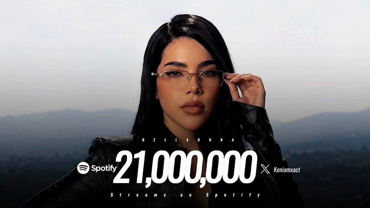 KeniaMxAct's tweet photo. “Belladona” de @KeniaOs ha superado los 21 MILLONES de Streams en Spotify. ❤️🌹

— Es la 1ra Canción de ‘K de Karma’ en lograrlo y la #56 en general. https://t.co/hESfioAguU