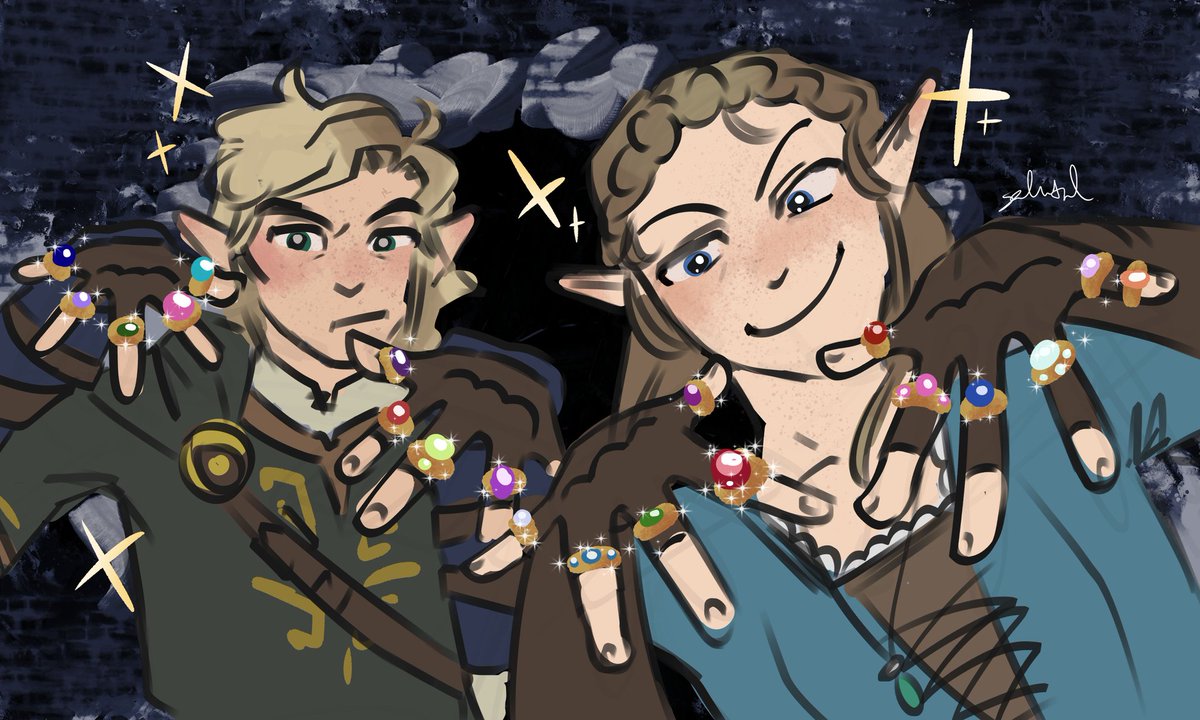 linkshusband7's tweet photo. Imagined movie zelink finding a bunch of rings in a dungeon😭😭😭 https://t.co/aATDnxKVkN