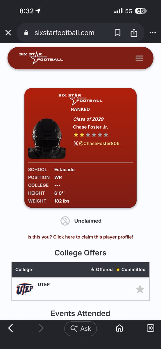 ChaseFoster806's tweet photo. Thanks @sixstarfootball for ranking me a two star 

@CoachWhiteDB1 @CORESportsRec @806hsscmedia @E_Ward18 @RegDavis_3 @BenjaminGolan @TFloss32 @ScottRapp17 @KyleMorgan_FB @dctf @GPowersScout @MikeRoach247 @247Hudson https://t.co/mZu07gt9KA