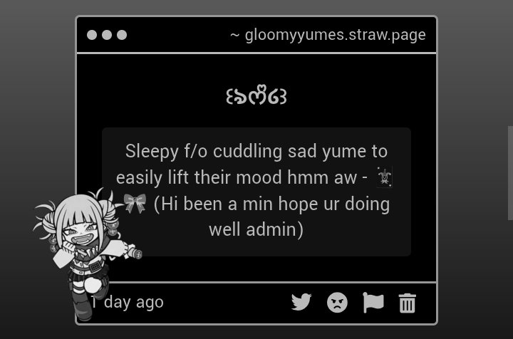 gloomyyumes's tweet photo. ⸺       𝜗🃏🎀            submission           𖹭

“ sleepy  f/o  cuddling  sad  yume  to  easily  lift  their  mood ” https://t.co/8gALhIO0Go
