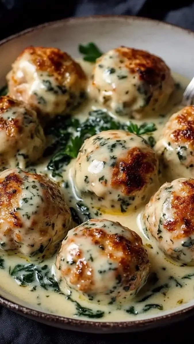 ann_ann886's tweet photo. Ricotta Meatballs in Parmesan Cream

Ingredients
Meatballs
1 lb (450 g) ground beef (or half beef, half pork/veal)
3/4 cup whole-milk ricotta, well stirred
1/2 cup fresh breadcrumbs (or panko)
1 large egg
1/4 cup grated Parmesan
2 tbsp chopped parsley
1 tsp kosher salt
1/2 tsp black pepper
1/2 tsp garlic powder (or 1 small clove, minced)
1/2 tsp onion powder
1/4 tsp crushed red pepper flakes (optional)
1–2 tbsp olive oil (for searing)
Parmesan–spinach cream
2 tbsp unsalted butter
2 cloves garlic, minced
1 tbsp flour
1 cup chicken broth (low sodium)
1 cup heavy cream (or 3/4 cup cream + 1/4 cup milk)
1/2–3/4 cup finely grated Parmesan, to taste
3–4 oz baby spinach, roughly chopped
1 tsp Dijon mustard (optional, for depth)
1/2 tsp kosher salt, more to taste
1/4 tsp black pepper
Pinch nutmeg (optional)
Lemon wedge, to brighten (optional)
Parsley, for garnish

Instructions
Mix meatballs
In a bowl, combine ground meat, ricotta, breadcrumbs, egg, Parmesan, parsley, salt, pepper, garlic powder, onion powder, and red pepper flakes. Mix gently just to combine (overmixing toughens).
Shape
With damp hands, form 18–22 golf‑ball‑size meatballs. Chill 10 minutes to help them hold shape.
Brown
Heat a large skillet (oven-safe if finishing there) over medium–medium‑high. Add 1–2 tbsp olive oil. Brown meatballs in batches, turning to color most sides, 5–7 minutes total (they’ll finish in sauce). Transfer to a plate.
Make the cream sauce
In the same skillet, lower heat to medium. Add butter; when melted, add garlic and cook 30 seconds.
Sprinkle in flour; whisk 30–60 seconds.
Whisk in broth gradually, then cream. Simmer 2–3 minutes until slightly thick.
Stir in Parmesan, Dijon (if using), salt, pepper, and a pinch of nutmeg. Taste and adjust (you want savory but not too salty; cheese will add salt).
Add spinach and meatballs
Stir spinach into the sauce to wilt (30–60 seconds).
Nestle browned meatballs into the sauce with any juices. Simmer gently 8–10 minutes, turning once, until cooked through (165°F/74°C inside) and sauce is creamy. If it gets too thick, splash in a bit of broth or milk; if thin, simmer a minute uncovered.
Optional brightness: a small squeeze of lemon to finish.
Serve
Garnish with parsley and extra Parmesan. Great with buttered noodles, mashed potatoes, rice, polenta, or crusty bread.

Tips and swaps
Extra tender: let the breadcrumb sit 2–3 minutes with 1–2 tbsp milk before mixing.
Bake instead of pan-brown: arrange on an oiled sheet; bake 425°F (220°C) for 12–15 min, then simmer in sauce 5–7 min.
Lighter option: use ground turkey + 1 tbsp olive oil in the mix; keep the ricotta for moisture.
Tomato version: swap cream sauce for marinara; simmer meatballs 10–12 min and finish with a scoop of ricotta.

Make‑ahead
Shape meatballs up to 24 hours ahead (cover and chill) or freeze raw on a tray, then bag. Cook from thawed; add a couple minutes to simmer time.