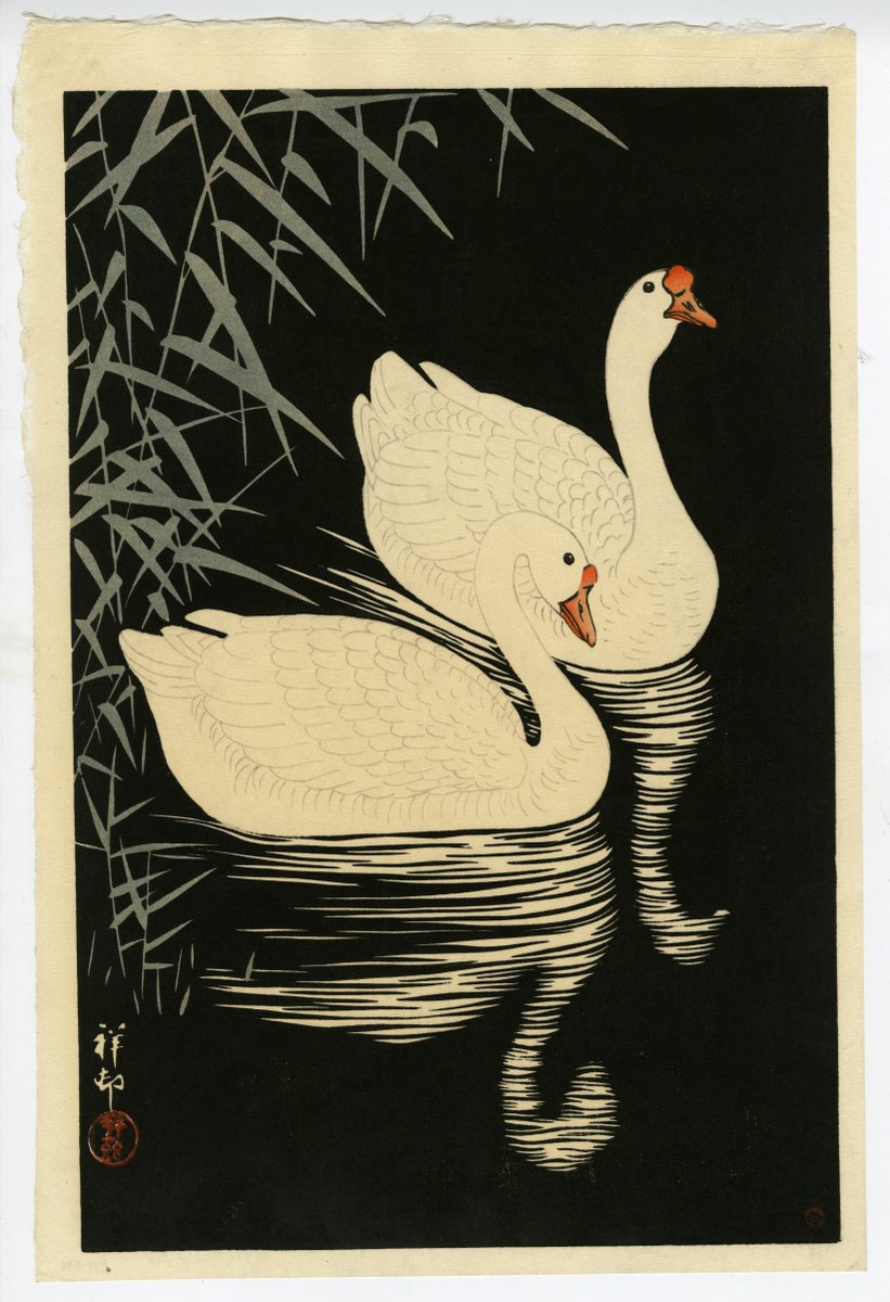 syukado's tweet photo. 秋華洞、本日の新着作品です。
小原古邨(祥邨) 「鵞鳥」
https://t.co/mGLPxxCdvc
#Ukiyoe #woodblockprint #print #Japaneseart #浮世絵 #錦絵 #画廊 #銀座 #秋華洞 #Gallery #新版画 #oharakoson #小原古邨 #bird #modernprint https://t.co/K2uEiSxlGA