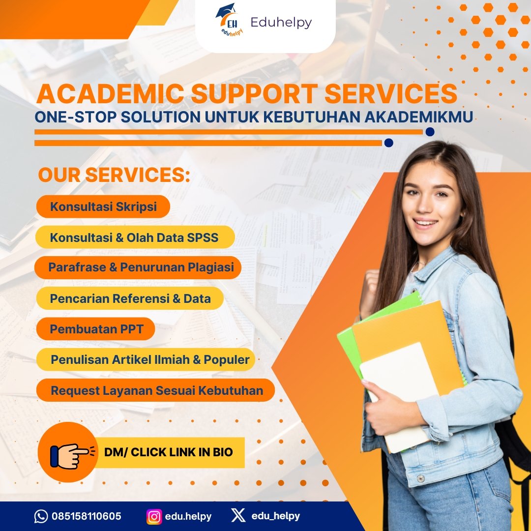 edu_helpy's tweet photo. Selamat pagi gaes🚀
yang pusing sama skripsi, olah data, atau apapun itu, bisa banget dibantuin eduhelpy. Kita open smpai jam 9 malam yaw . yuk yuk lgsung dm atau wa https://t.co/nog9B7AWoP 

#zonauangㅤ
#zonajajan #skripsi #olahdataspss #konsultasiskripsi #researchsupport https://t.co/qNKXcgxMdA