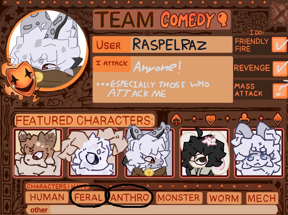 RaspelRaz's tweet photo. better late than ever 👀
(showing this late because i still had to complete my characters)
I've been participating in artfight, ill try to revenge anyone who attacks me 😺

#artfightㅤ https://t.co/lN13LMrxQH