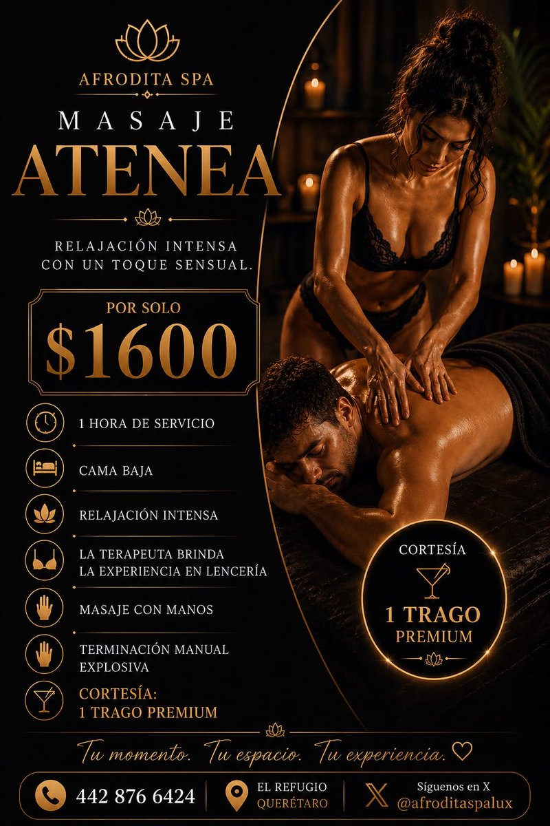 afroditaspalux's tweet photo. Elegancia. Discreción. Sensualidad.
Descubre la experiencia Atenea y vive 60 minutos diseñados para desconectar del mundo.

#AfroditaSpa #MasajeAtenea #SpaQuerétaro #MasajeQuerétaro #ExperienciaVIP #LuxurySpa #ElRefugio https://t.co/u9JGWnO0PU