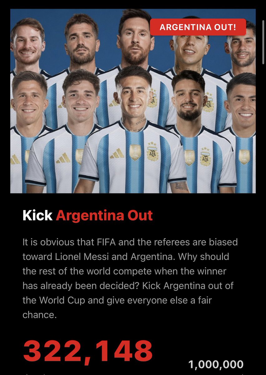 arielipillo's tweet photo. Hicieron una página web para que firmen todos los que quieren a Argentina fuera del fútbol por corrupto y tramposo…

Aquí les dejo el link.

https://t.co/Fx9WcMOSGC https://t.co/AVX3irNRQb