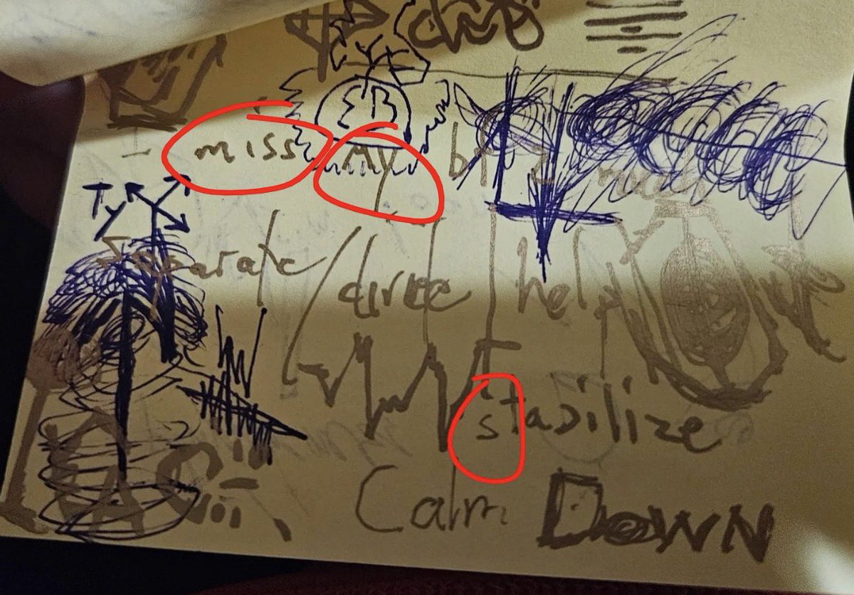 TheMainFocus's tweet photo. 👀 Handwriting comparison in the Tyler Robinson prelim hearing is sparking questions.
Tyler Robinson’s “confession note” (found under the keyboard per his text) vs. alleged Lance Twiggs samples from the Turkey Tom leak
Notable similarities: • “left” word formation & “ft” connection • “my” / “miss my” phrasing & shapes
Distinctive ‘s’ curves & clusters (seen in “mission” and repeated in the scribbles)
Key differences also exist neater/controlled style in the note vs. manic, doodle-heavy pages (with diagrams). Context matters (deliberate letter vs. agitated notes).
Enough overlaps that many are asking Same author? Planted? Or coincidence?
Professional forensic handwriting analysis with more samples would settle this.
What do you think? 👇
#TylerRobinson #CharlieKirk #CourtWatch #Handwriting