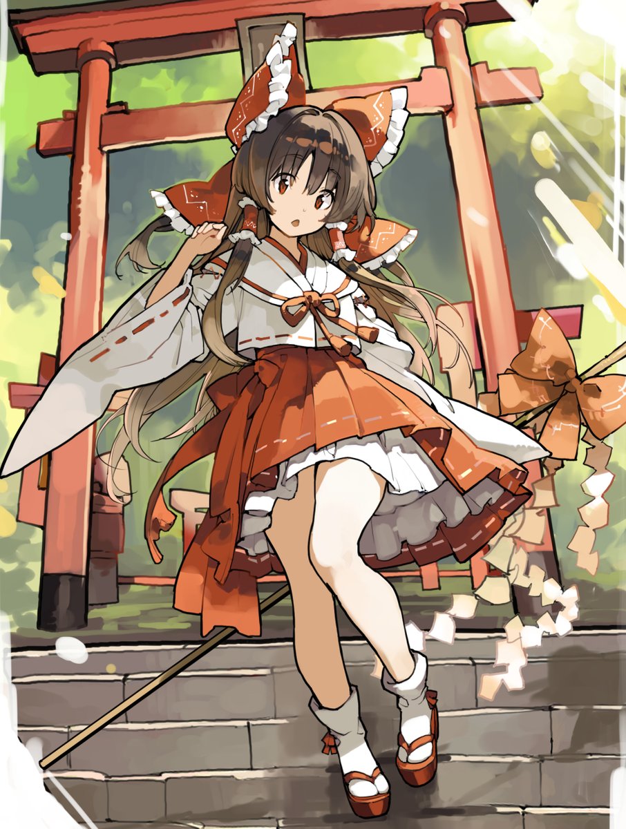 asakuramaru's tweet photo. 本日の一枚 553枚目　#本日の一枚 #東方 #博麗霊夢
バリエーション巫女服霊夢色つき😊 https://t.co/vleNkQ7BYp