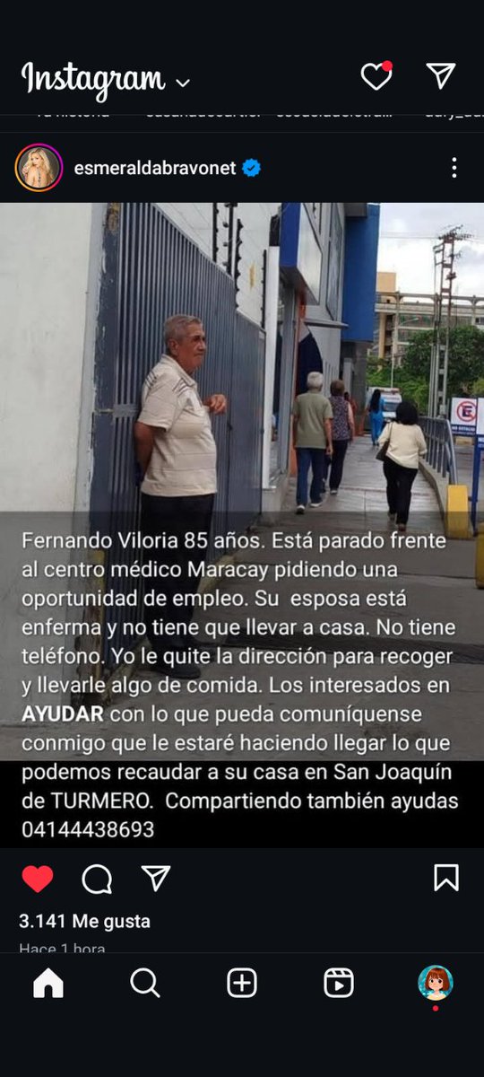 milagrodccg's tweet photo. Ayudemos al Sr. FERNANDO VILORIA. #Maracay. 85 años. Busca trabajo. Su esposa está enferma. #Servicio https://t.co/aYH6oUYomg