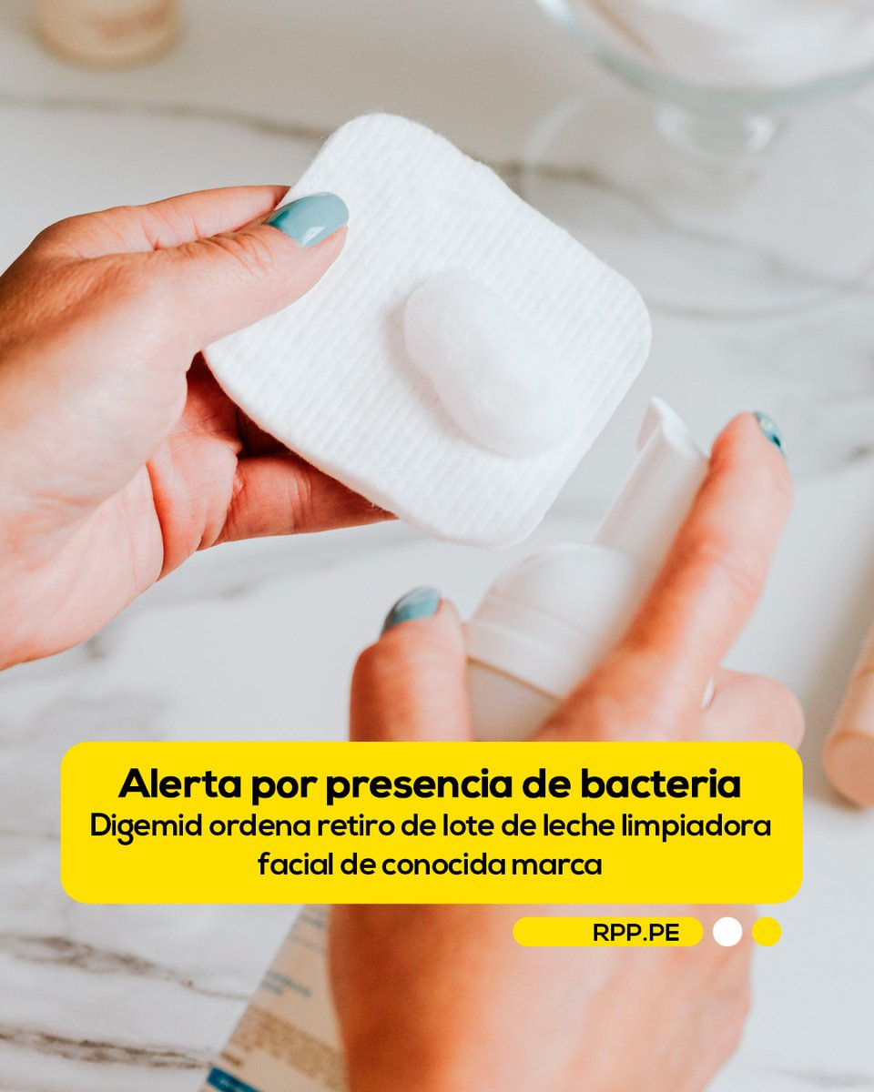 RPPNoticias's tweet photo. 🚨 El Indecopi informó que la Digemid dispuso el retiro inmediato y la posterior destrucción de todas las unidades del lote 38481 de la leche limpiadora facial Milk Cleanser, de la marca Premier.

La medida se adoptó luego de que los controles analíticos de rutina detectaran la presencia de la bacteria Pseudomonas aeruginosa, un microorganismo que representa un riesgo para la seguridad de los usuarios al tratarse de un producto de aplicación directa sobre el rostro.

La alerta emitida por la autoridad técnica advierte que el producto observado, en su presentación de frasco por 50 mL, no cumplió con los estándares mínimos exigidos para su comercialización en el país. 

📸: Pexels

📲 Más información 👉 https://t.co/7TP834AFrn