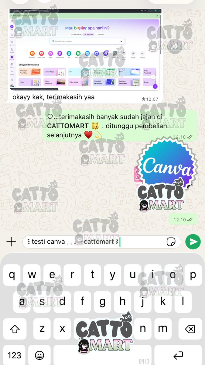 cattoay's tweet photo. 𐔌 . ⋮ 𝐜𝐚𝐭𝐭𝐨𝐦𝐚𝐫𝐭 .ᐟ ֹ ₊ ꒱  [79]   📁 ࣪  testimoni
pembelian canva pro dan netflix premium
―𓏲⋆ #wts #jual #aplikasipremium #bealanja https://t.co/0A9BRWK6vd
