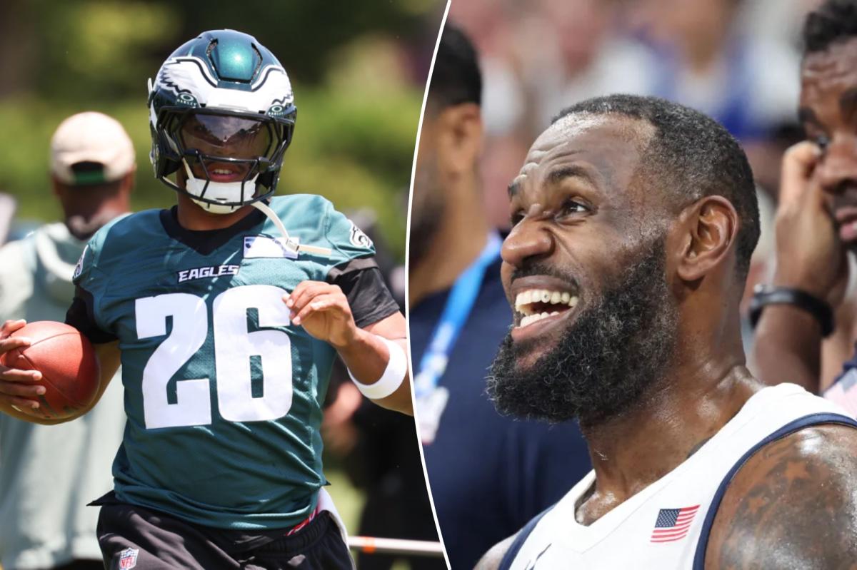 nypost's tweet photo. Saquon Barkley makes his 76ers pitch to LeBron James: 'You'll be remembered forever' https://t.co/F1Oh2zD4Df https://t.co/oL3RWX4nDE