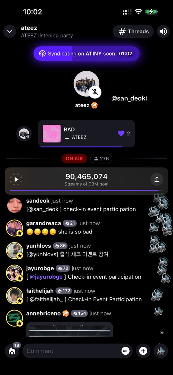 san_deoki's tweet photo. @ATEEZofficial  [📢] ATEEZ(에이티즈) STATIONHEAD 스케줄러 및 출석 체크 EVENT 💜💜💜💜💜💜💜

#ATEEZ #에이티즈
#GOLDENHOUR #GOLDENHOUR_Part5 #BAD #BADListeningParty https://t.co/3HYSKI1GWM