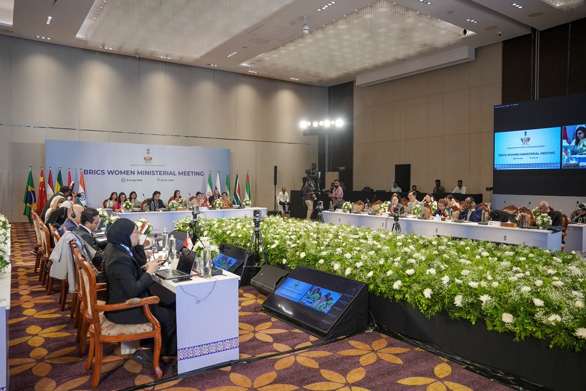 MinistryWCD's tweet photo. The BRICS Women Ministerial Meeting concluded in Kochi, reaffirming the collective commitment of BRICS Member Countries to deepen cooperation, strengthen institutional partnerships, advance women-led development as a key driver of inclusive, resilient and sustainable growth. https://t.co/zTl4vvIR2z