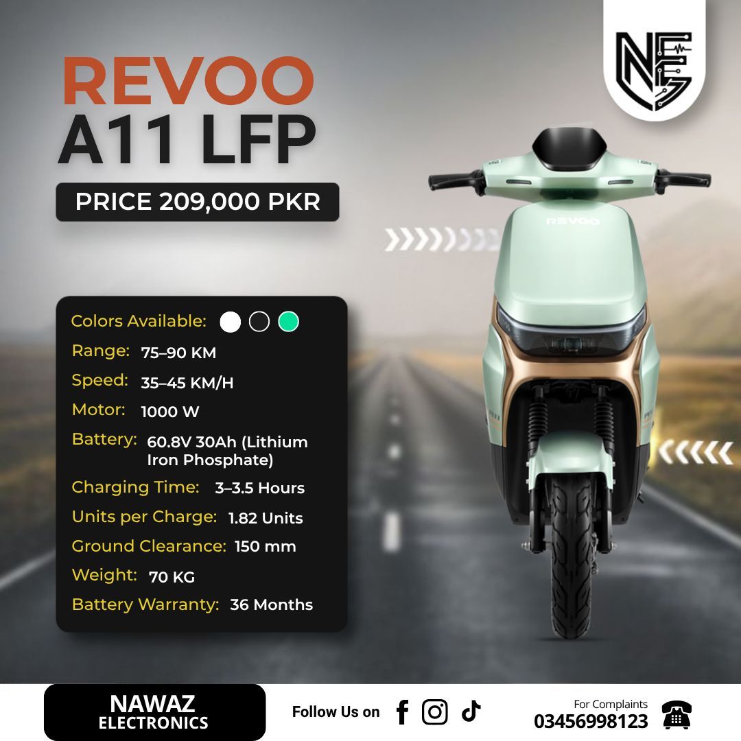 nawazelectronic's tweet photo. 𝐑𝐄𝐕𝐎𝐎 𝐀𝟏𝟏 𝐋𝐅𝐏 𝐑𝐢𝐝𝐞 𝐒𝐦𝐚𝐫𝐭 ⚡

The REVOO A11 LFP combines performance, efficiency, and long-lasting reliability for your daily rides.

📍 Available now at Nawaz Electronics.
📩 DM us for price, installments &amp; availability. https://t.co/RXDKqffXQo
