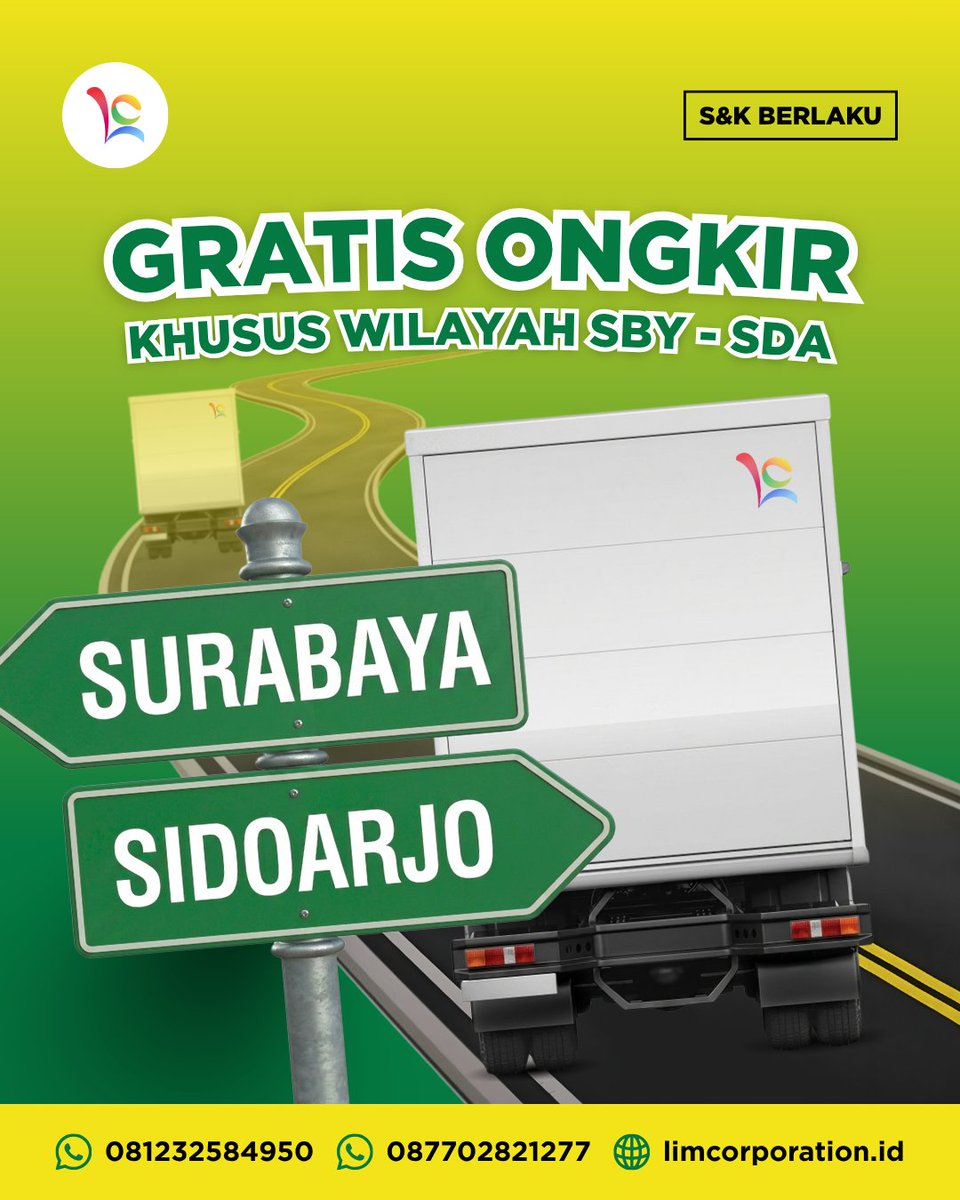 Lim_Corporation's tweet photo. ONGKIR GRATIS! Ya, Anda tidak salah baca. Lim Corporation melayani pengiriman gratis ke wilayah Surabaya dan Sidoarjo. Informasi lebih lanjut, silahkan hubungi admin kami di 081232584950 / 087702821277 atau klik https://t.co/6sDqtdhFUv https://t.co/oWpyH66OMG