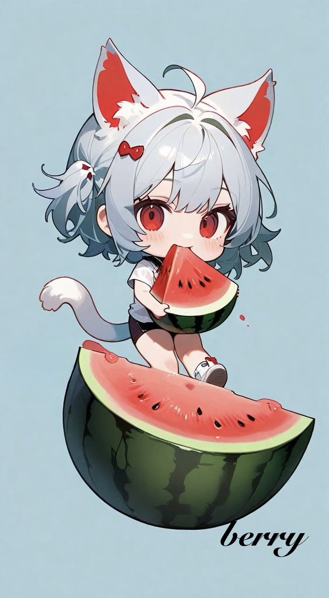 irasuto_2000's tweet photo. こんにゃんᐢ ̥_  ̫ _ ̥ᐢ♡🐾です

暑いですね(；´Д｀)
スイカで水分補給したい🍉 https://t.co/Z95M4xutKt