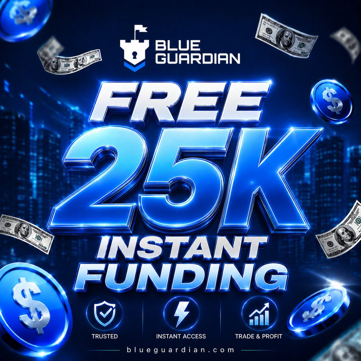 AlgoFx_Pro's tweet photo. 🎁FREE: If I give you a 25k instant funding account from BlueGuardian, are you ready to start trading?

Let me know your trading plan where you have to maintain a 20% consistency score and complete 5 profitable days (0.5% each day).

The best plan may win...! https://t.co/VZuED27fTn