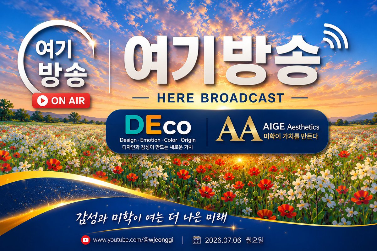 wooj700's tweet photo. 여기방송 | 여기수상

오늘 AIGE 생태계에 새로운 움직임이 시작됩니다.

**DEco(Dream Eco)**는 디자인과 감성, 그리고 생태적 가치를 연결하습니다. 기술이 가치를 만들었다면, 이제는 미학이 가치를 완성하는 시대입니다.

DEco와 AA. AIGE의 새로운 미래가 지금, 아름답게 시작됩니다.
#여기방송 https://t.co/PV0W6OmyTz