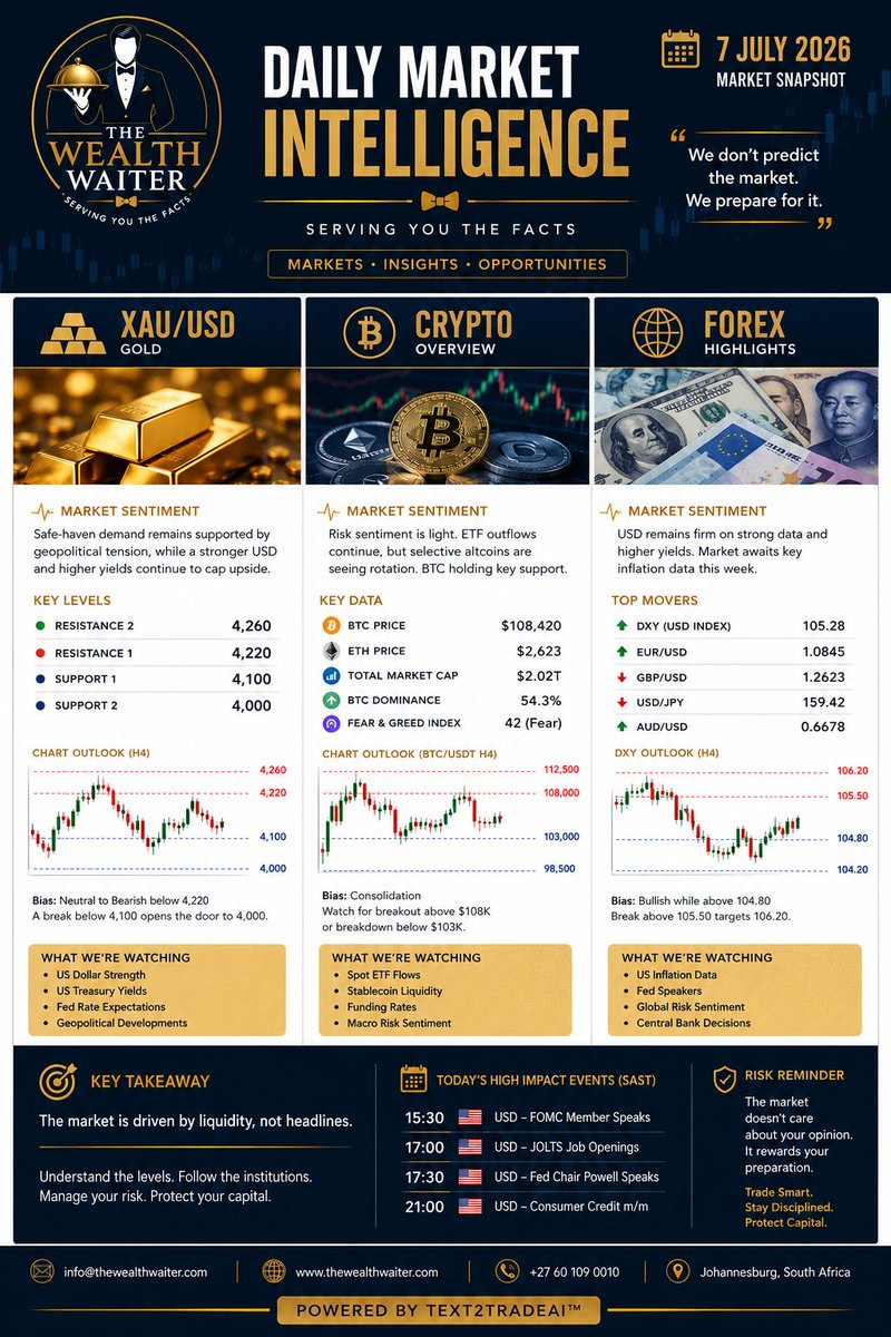 THEWEALTHWAITER's tweet photo. THE GLOBAL MARKETS ARE SPEAKING. HERE'S WHAT THEY'RE REALLY SAYING.

Gold • Crypto • Forex Intelligence https://t.co/6LVqa0FyLl