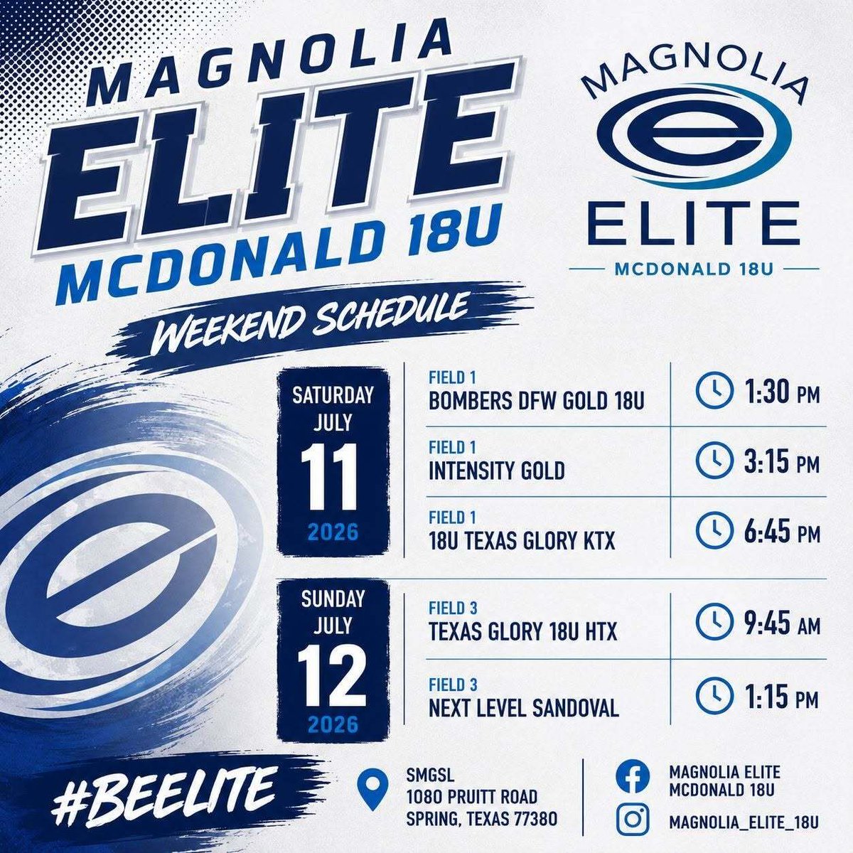 MagnoliaElite18's tweet photo. 🚨 COLLEGE COACHES 🚨
Magnolia Elite 18U roster

We can't wait to compete and connect with coaches this weekend!
TCS SW Summer Nationals
SMGSL - 1080 Pruitt Rd, Spring, TX 77380

Stop by the field and say hello! 🥎
#SoftballRecruiting #MagnoliaElite #TravelSoftball https://t.co/n5rcBQYqW1