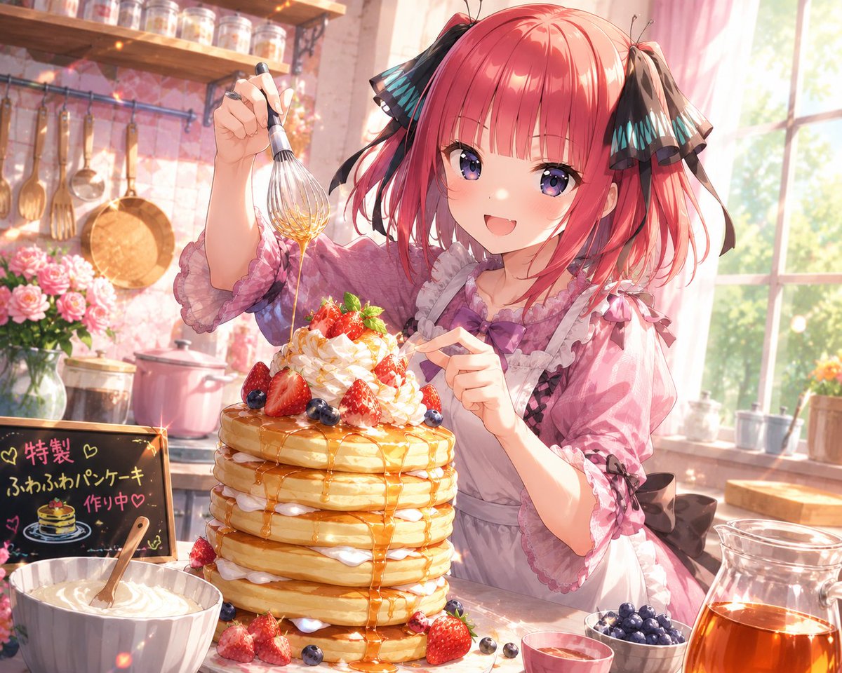 renoa_0419's tweet photo. 【パンケーキ作り♪】

 #AIイラスト
 #中野二乃 https://t.co/p2U859OLaA
