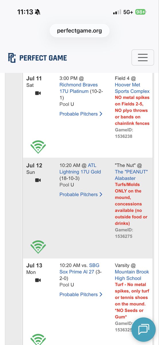 HunterJJ_'s tweet photo. Here is my schedule this weekend for PG 17u National Elite Championship in Hoover, AL https://t.co/bmlR14aahc