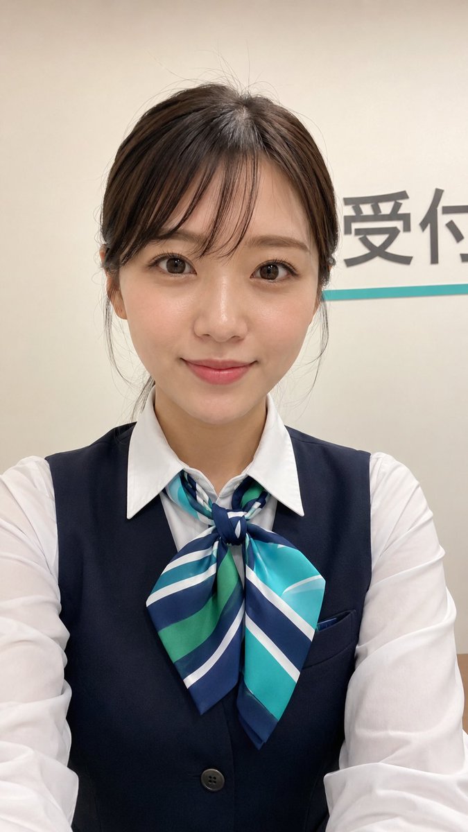 Japanese Receptionist Smartphone Selfie