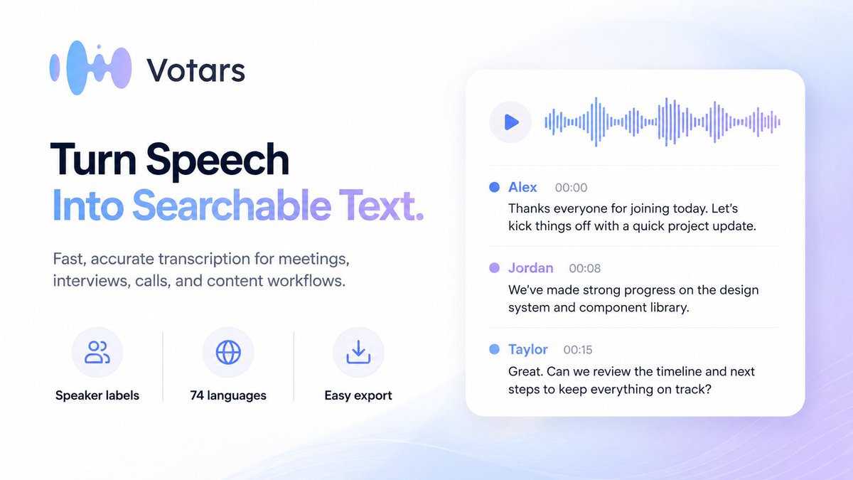 Votars_AI's tweet photo. Your meetings already contain valuable knowledge.

The problem is that most of it disappears the moment the call ends.

#Votars turns conversations into structured, searchable information. https://t.co/qKGCfxgruE