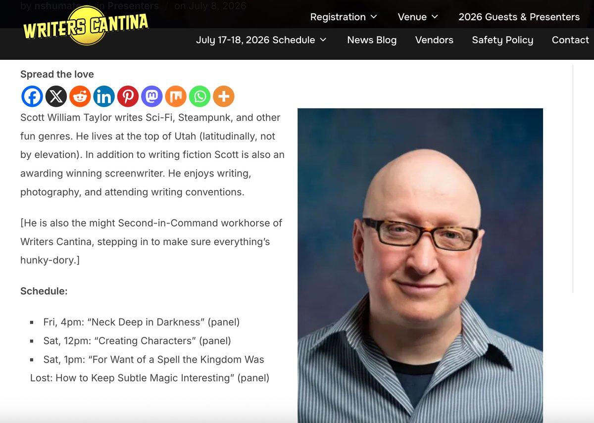 HyggeMan's tweet photo. Writers Cantina Begins A Week From Tomorrow...Come See Us And Learn Stuff!

#PicOfTheDay #WritersCantina #WritingConvention #UtahAuthor #GreatConference #ManyIncredibleAuthors #AndMe @WritersCantina https://t.co/9msN5qUgPZ