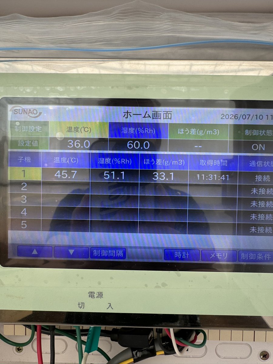 hiroryokaiaoi's tweet photo. きゅうりハウスの只今の気温
45.7℃
湿度51%
外は、30℃
とても外が涼しいです🥹
暑さに耐えれず、頭から水をかぶりますが、すぐ乾く（笑） https://t.co/jWAN06ClZP