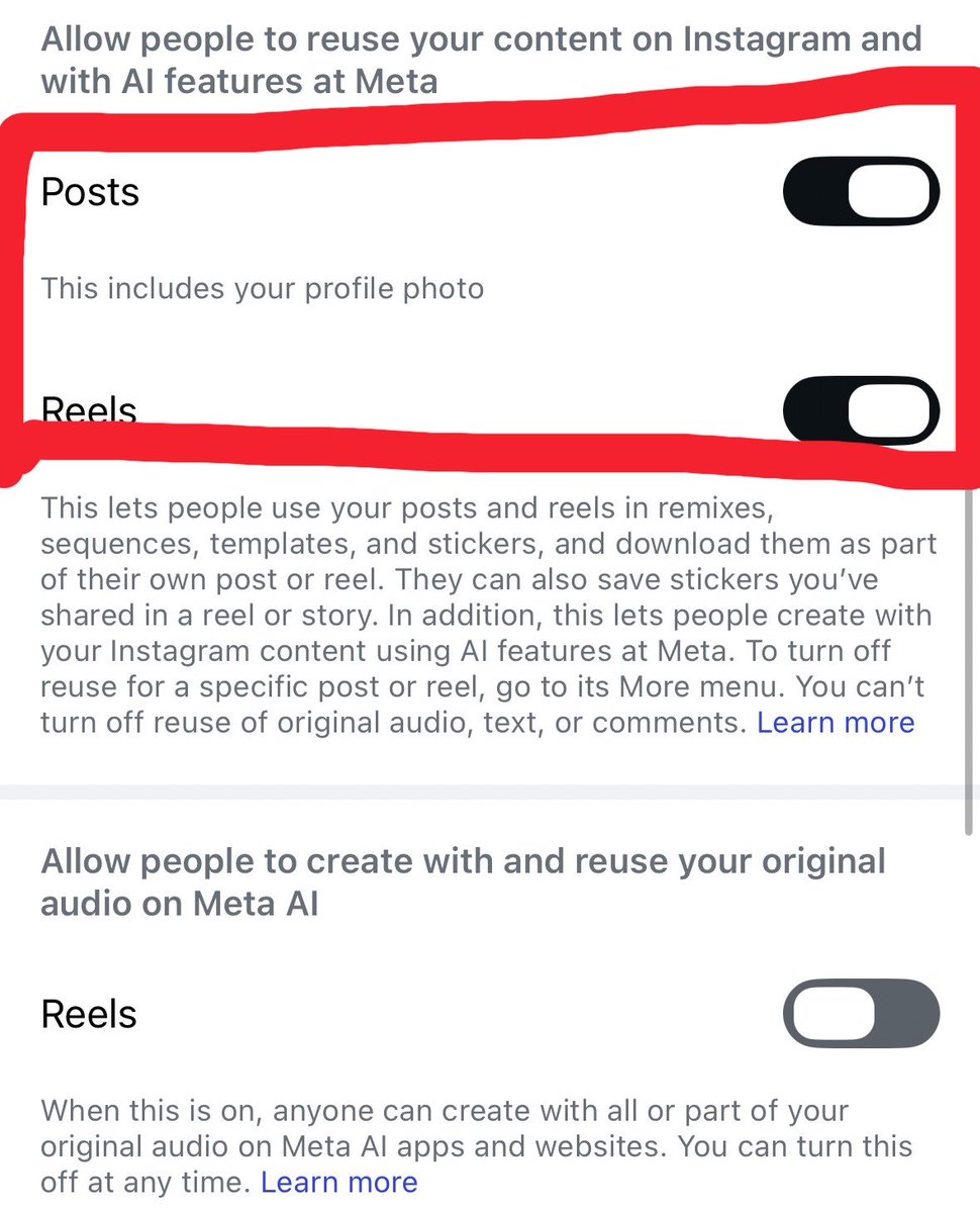 gadgettherapy20's tweet photo. Instagram has introduced a new “Muse AI” feature enabling users to generate AI images from people’s Instagram photos.

Then they opted in EVERYONE with a public account

To opt out:
Click your profile picture
3 bars in the top right
scroll down to "Sharing and reuse"
Toggle off for both Posts and for Reels
